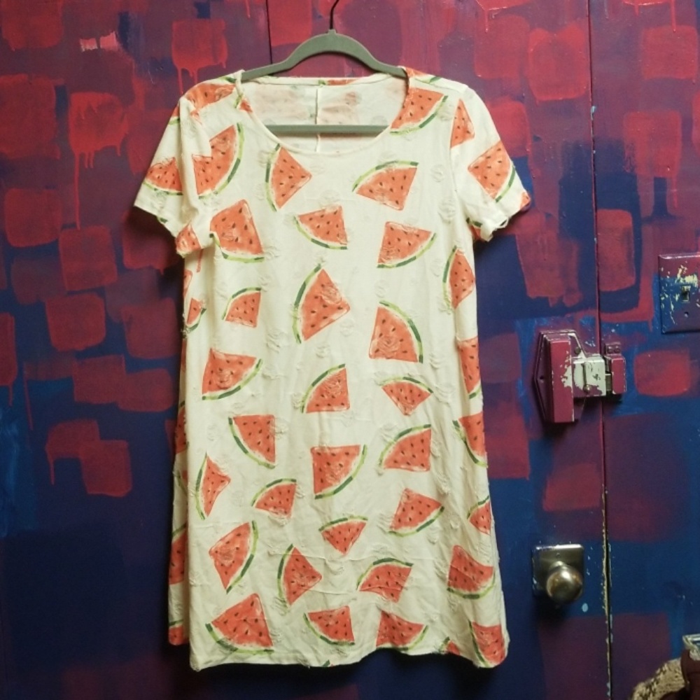 Distressed watermelon tshirt dress